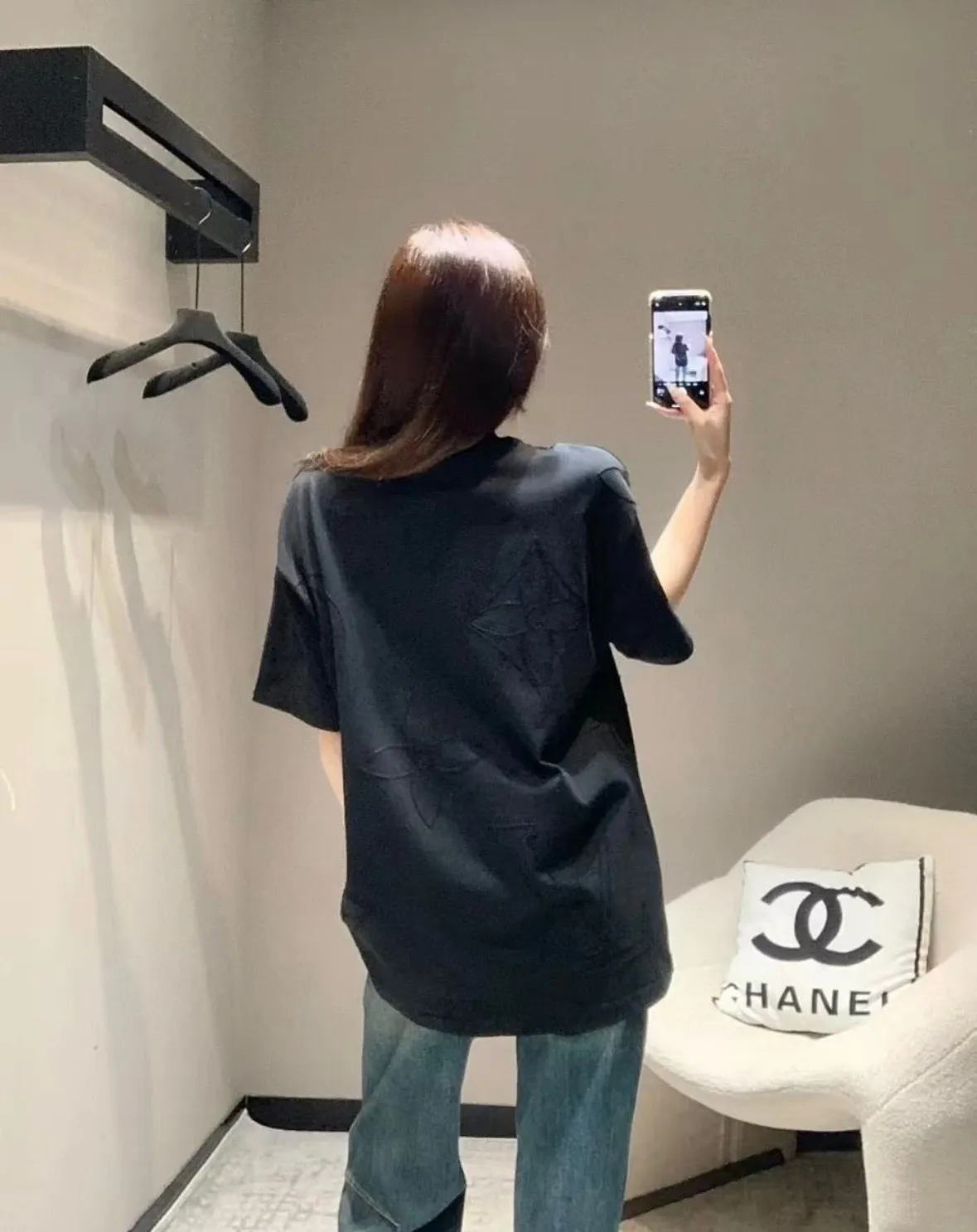 Louis Vuitton/Louis Vuitton 25ss full-width presbyopia embroidered short sleeves